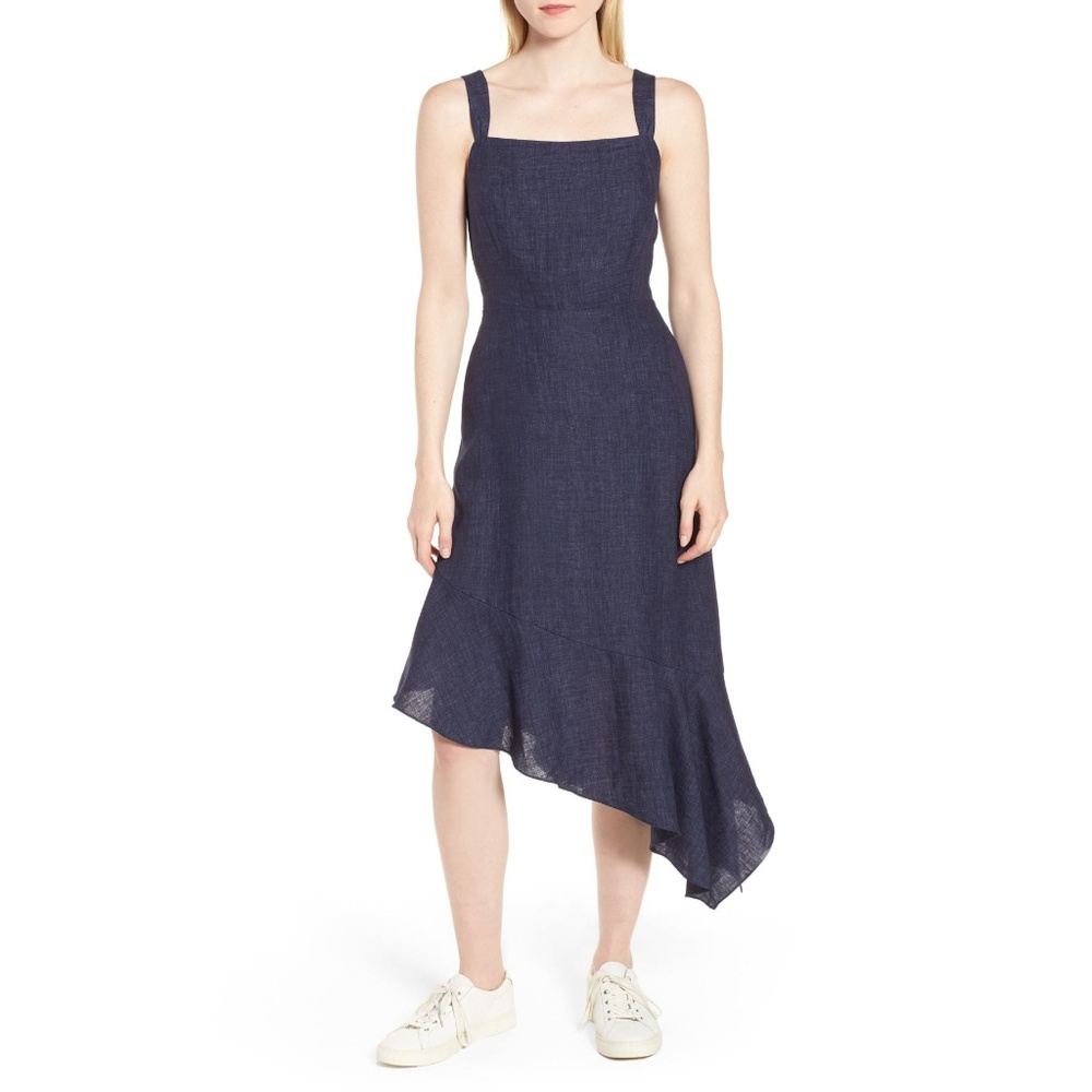 NWT Nordstrom Signature Asymmetric Hem Linen Dress